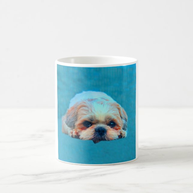 Caneca De Café Shih Tzu Dog Aquarela Retrato (Centro)