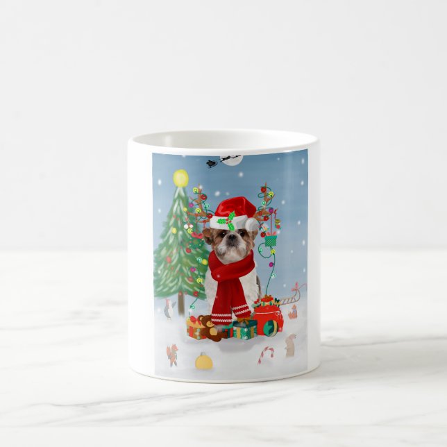 Caneca De Café Shih Tzu Dog no Natal da Neve (Centro)