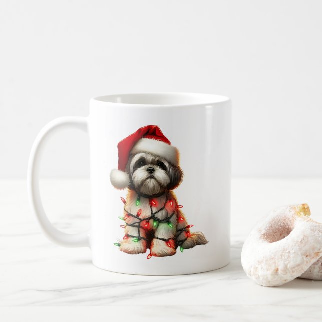 Caneca De Café Shih Tzu Dog Puppy Natal (Com Donut)