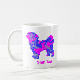 Caneca De Café Shih Tzu Dog Silhouette Louy Hot Pink