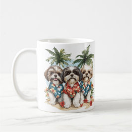 Caneca De Café Shih Tzu Dogs Vestindo camisas havaianas