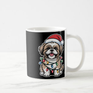 Caneca De Café Shih Tzu Envolvido Em Luzes De Natal