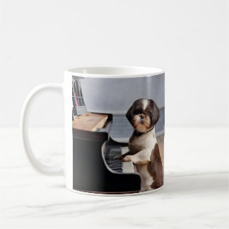 Caneca De Café Shih Tzu Jogando Piano