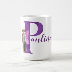 Caneca De Café Shimmer Roxo - Letra P ilustrada