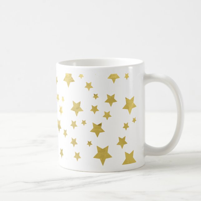 Caneca De Café Shimmery Goldstars - Padrão de Ouro (Direita)