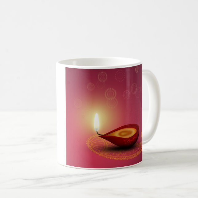Caneca De Café Shiny Happy Diwali Diya - Mug (Frente Esquerda)