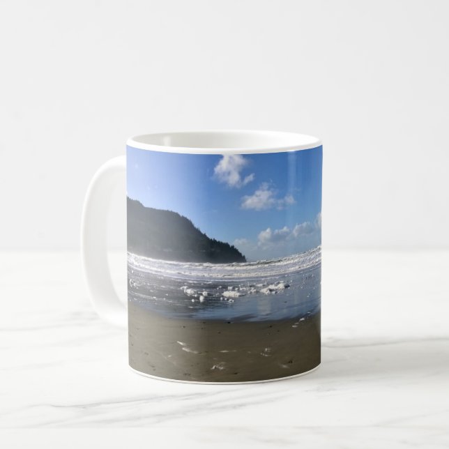 Caneca De Café Shore marinha no inverno, Costa do Oregon (Frente Esquerda)