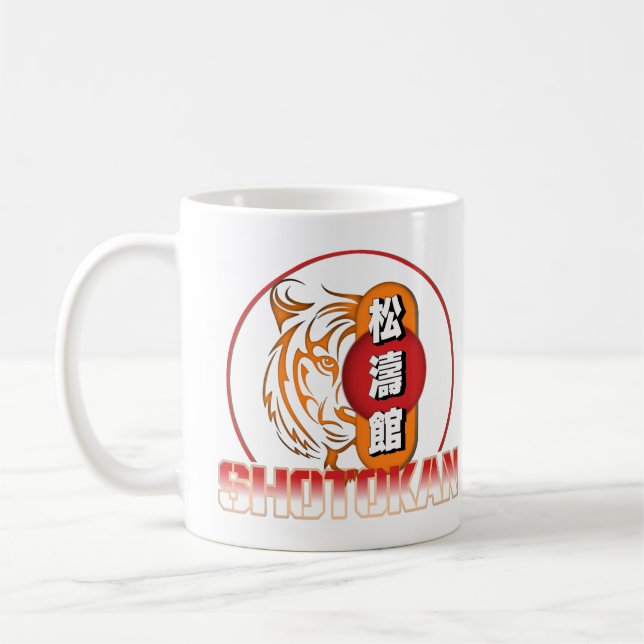 Caneca De Café Shotokan Karate Sensei Mug | Tigre e Kanji (Esquerda)