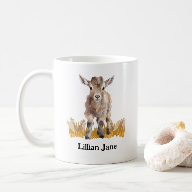 Caneca De Café Show Goat Custom Name (Com Donut)