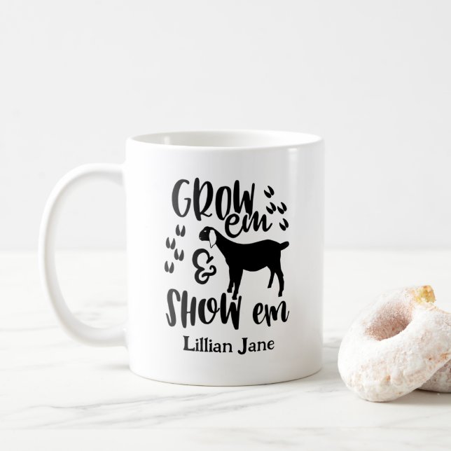 Caneca De Café Show Goat Custom Name (Com Donut)