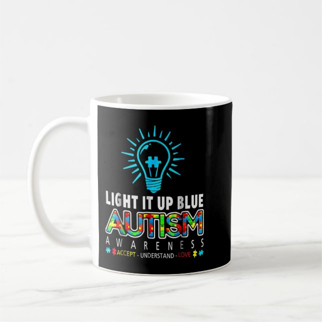 Caneca De Café Show your support to autism mom, dad, grandpa, gra (Esquerda)