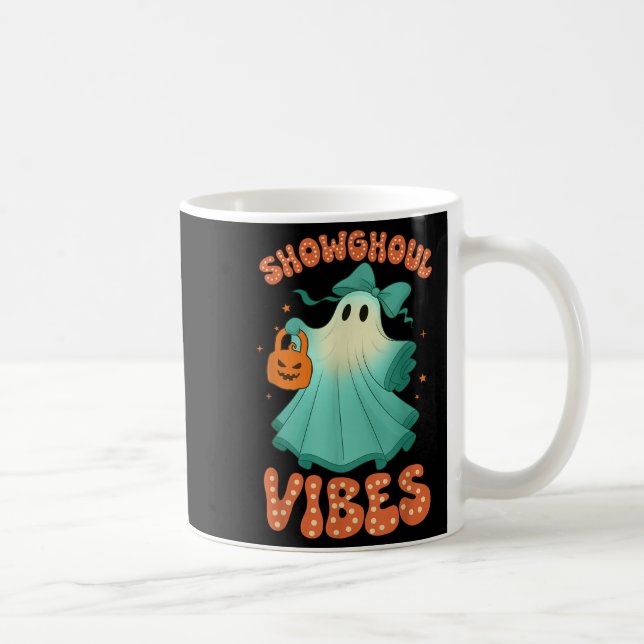 Caneca De Café Showghoul Vibes Retro Spooky Halloween Orange Blue (Direita)