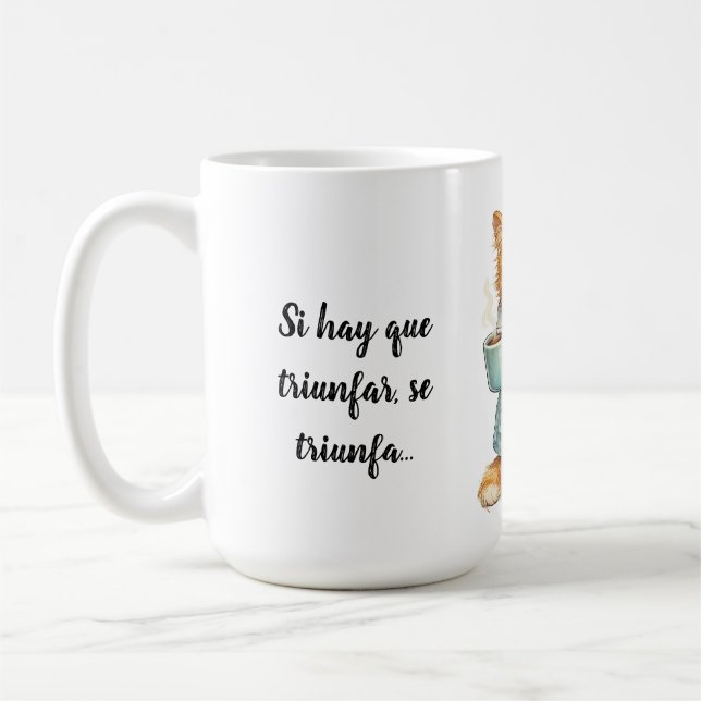 Caneca De Café Si Hay Que Triunfar Grumpy Orange Cat Custom Quote (Esquerda)