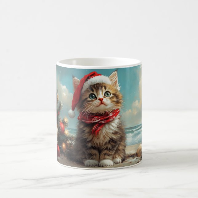 Caneca De Café Siberian Cat Christmas Vintage Beach (Centro)