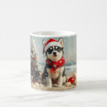 Caneca De Café Siberian Husky Dog Christmas Vintage Beach<br><div class="desc">Traga o calor dos feriados para a costa com esta charmosa design inspirada na vintagem, que apresenta um cão festivo sentado numa praia serena. Com um clássico toque de feriado de tons nostálgicos e vibrações costeiras, esta trabalho de arte captura a magia do Natal pelo mar. Perfeito para espalhar alegria...</div>