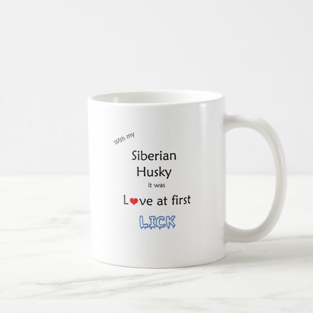 Caneca De Café Siberian Husky Lick Design (Direita)