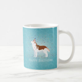 Caneca De Café Siberian Husky - Vermelho - Design de aniversário 