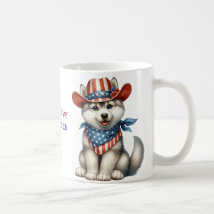 Caneca De Café Siberiano Husky Patriótico Personalizado 4 de Julh