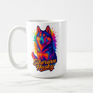 Caneca De Café Siberiano Husky Vibrante de Arte Pop