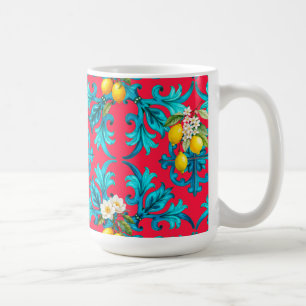 Caneca De Café Siciliano,verão,limão,mosaico,rosa