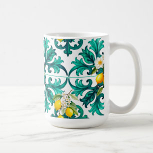 Caneca De Café Siciliano,verão,limão,mosaico,verde,