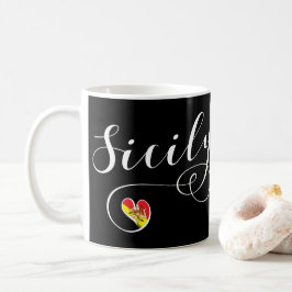 Caneca De Café Sicily Heart Flag, Siciliano
