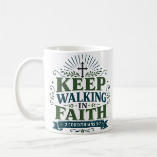 Caneca De Café Siga em Fé Citação Motivacional