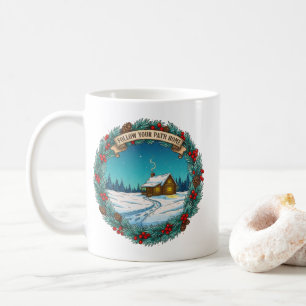 Caneca De Café Siga seu caminho para a cena da cabine de Natal
