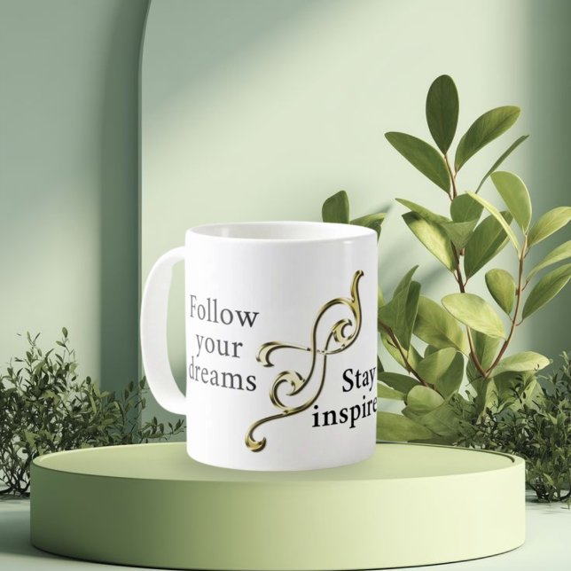 Caneca De Café Siga seus sonhos - Marca Inspiracional para Da (Criador carregado)