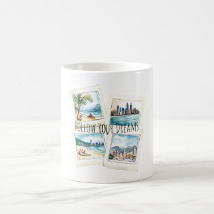 Caneca De Café Siga seus Sonhos Viagens pelo Mundo