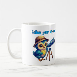 Caneca De Café Siga suas estrelas - Arte de coruja inspiracional