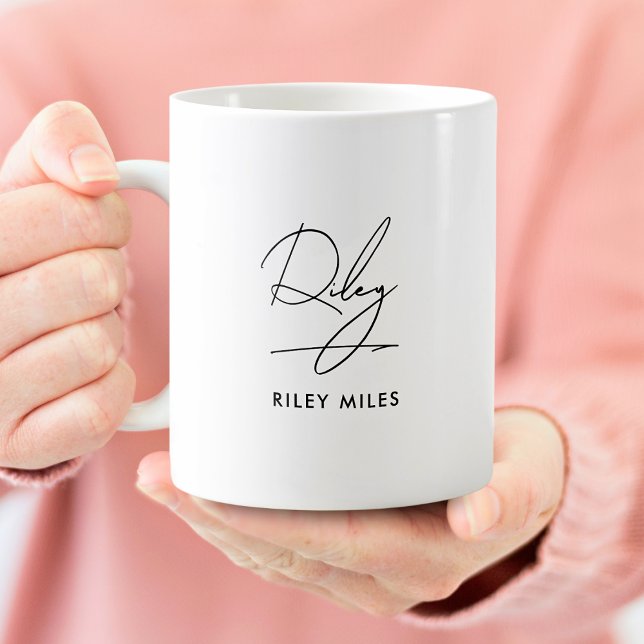 Caneca De Café Signature Monograma Moderno Elegante Clássico (Criador carregado)