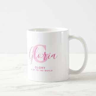 Caneca De Café significado do nome Gloria e monograma em texto ro