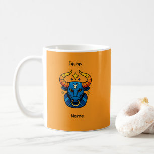 Caneca De Café Signo do Zodíaco Touro - Bússola Celestial Dourada