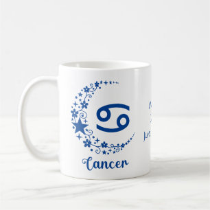 Caneca De Café Signo Zodíaco Câncer Astrologia Aniversário Azul B