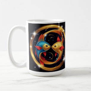 Caneca De Café Signo Zodíaco de Peixes em um Estilo Artístico Cós