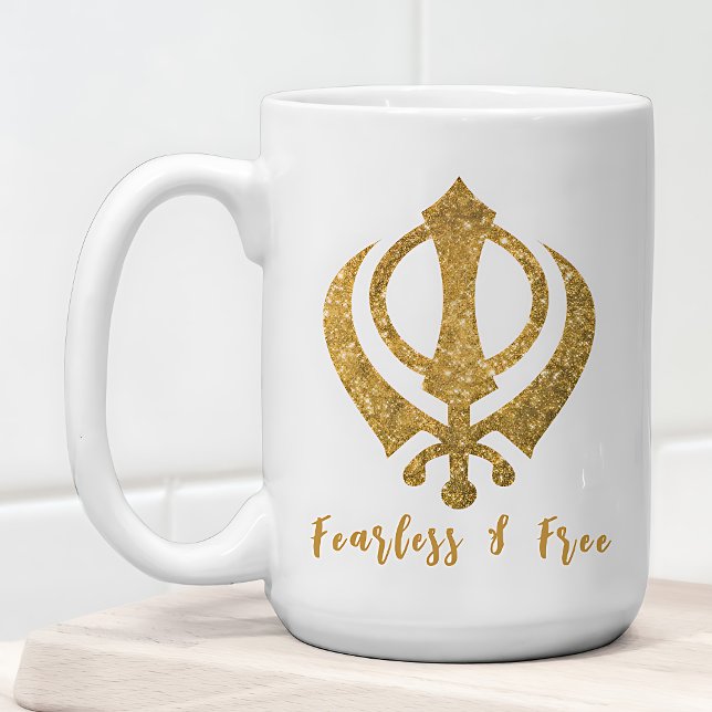 Caneca De Café Sikh Khanda "Sem medo e livre" (Criador carregado)