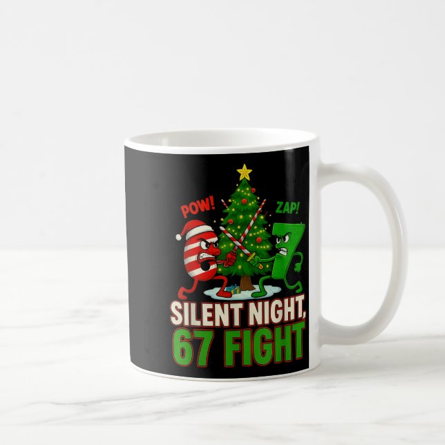 Caneca De Café Silent Night 67 Fight Funny Christmas  (Direita)