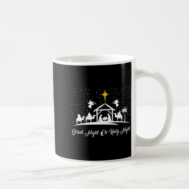 Caneca De Café Silent Night Holy Night Nativity Scene Christian C (Direita)