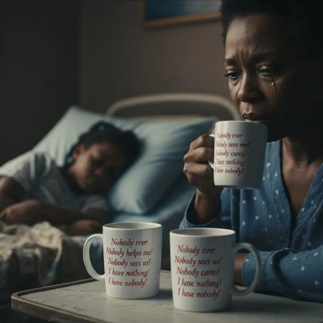 Caneca De Café Silent Strength Mug for Broken Souls (Nobody ever helps me. Nobody sees us. Nobody cares. I have nothing. I have nobody)