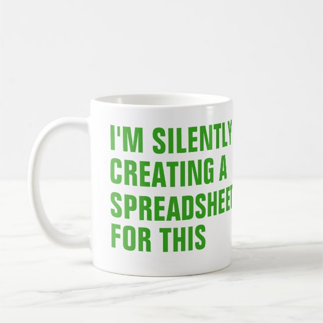 Caneca De Café Silently creating a Spreadsheet for this (Esquerda)