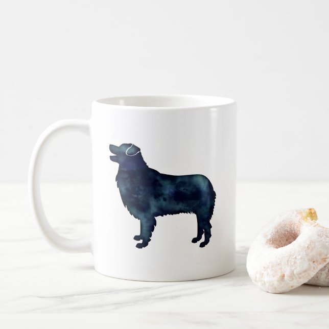 Caneca De Café Silhouette Black Watercolor Australiano (Com Donut)