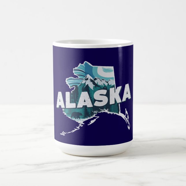 Caneca De Café Silhouette cenic do Retro Alaska (Centro)