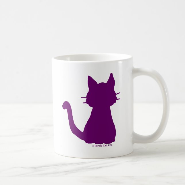 Caneca De Café Silhouette de Gato Roxo (Direita)