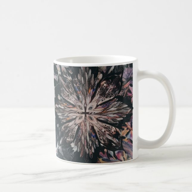 Caneca De Café Silhouette de padrão abstrato - Flor moderno artís (Direita)