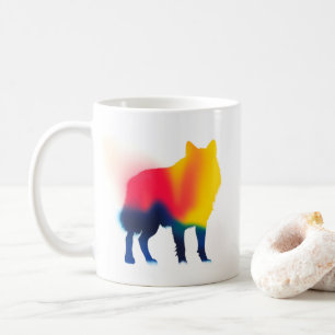 Caneca De Café Silhouette de Wolf Paint Minimalista Spray