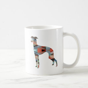 Caneca De Café Silhouette do padrão geo-geo italiano Greyhound - 