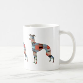 Caneca De Café Silhouette do padrão geo-geo italiano Greyhound - 