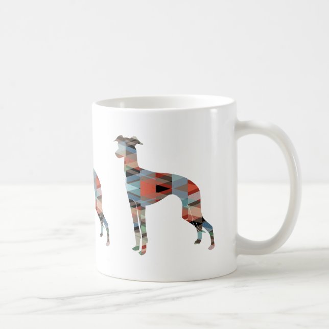 Caneca De Café Silhouette do padrão geo-geo italiano Greyhound -  (Direita)