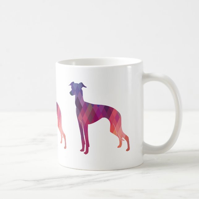 Caneca De Café Silhouette do padrão geo-grego italiano Greyhound  (Direita)